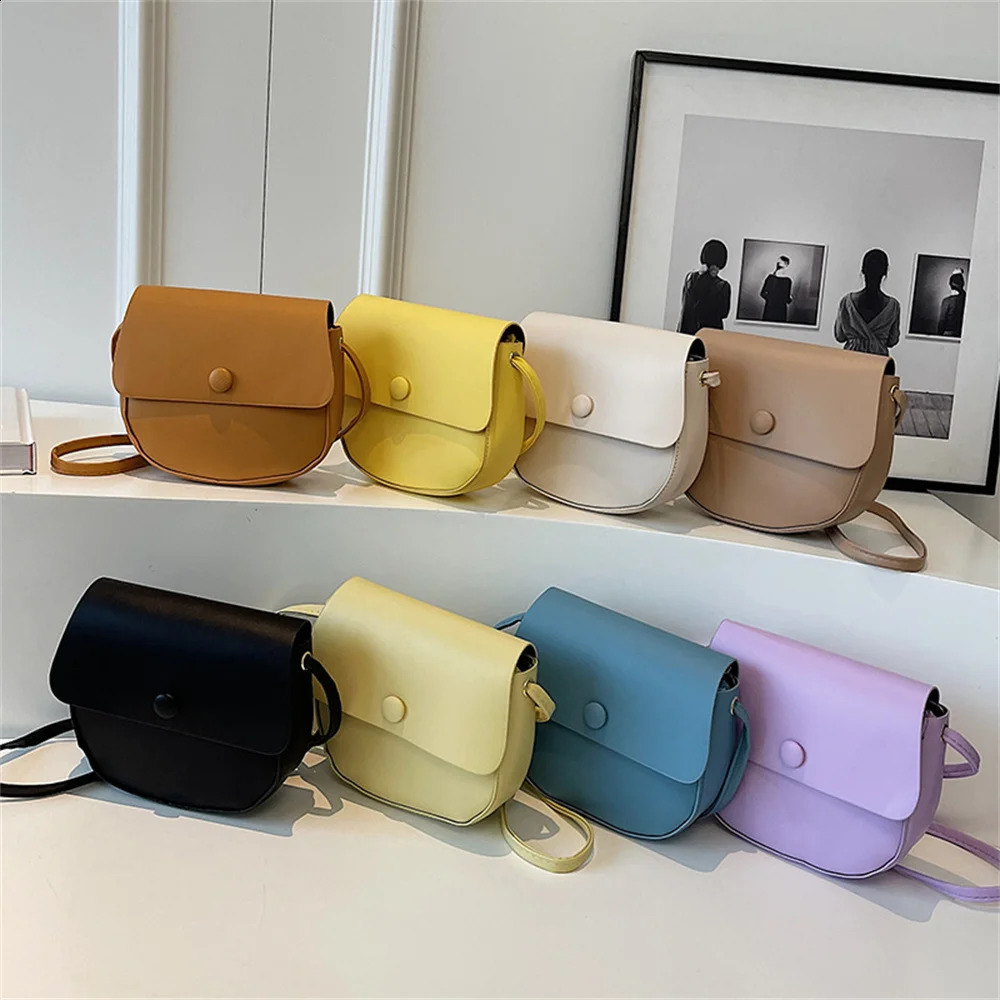 Fashion womens Pu leather cross body bag solid color flip messenger bag handbag womens shoulder bag handbag 240912