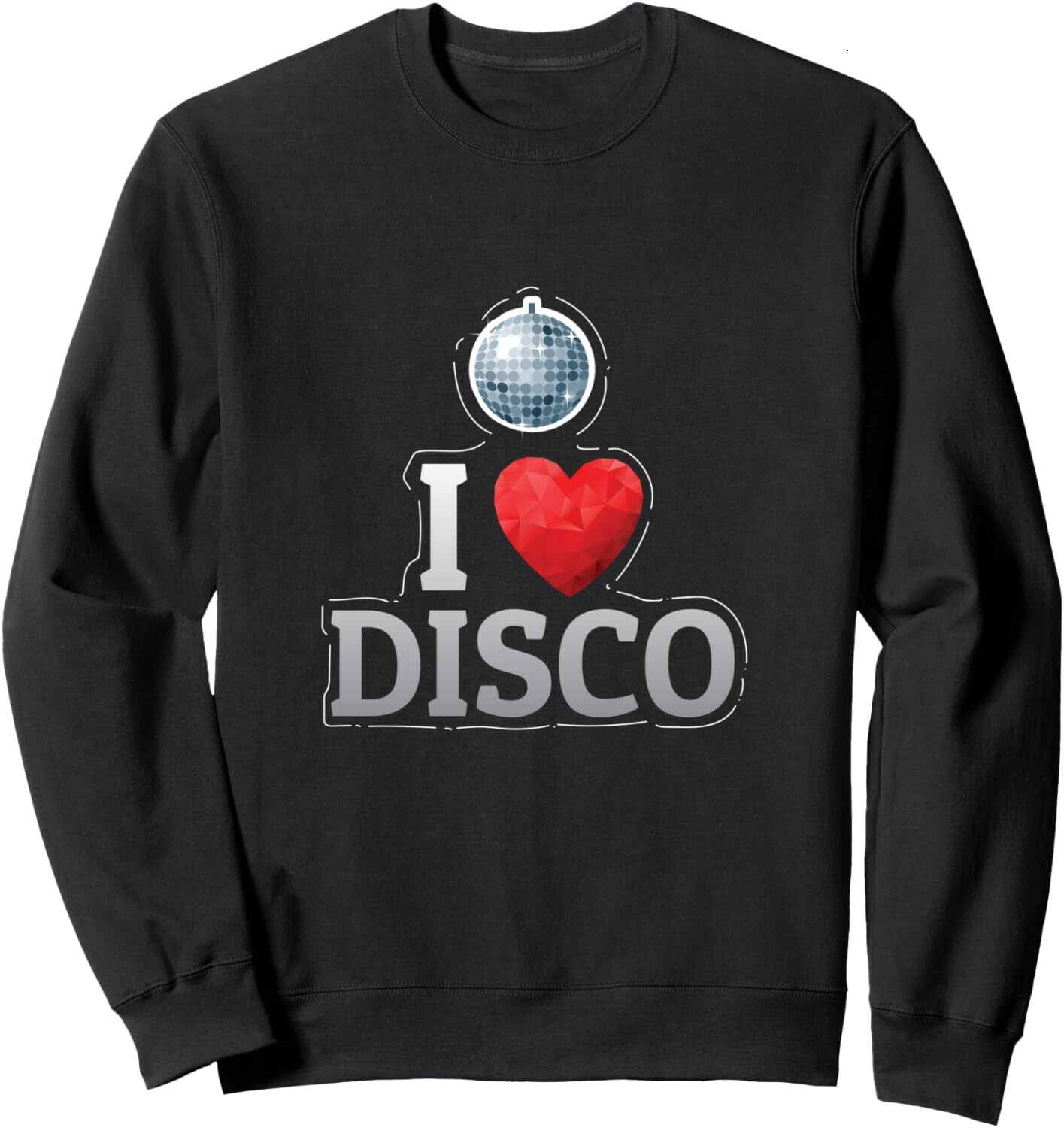 Long Sleeve Shirts for Men sweatshirt I Love Disco with Silver Cool Mirror Ball Heart Gift Sweatshirt T shirt Tee Streetwear Casual tops clothes