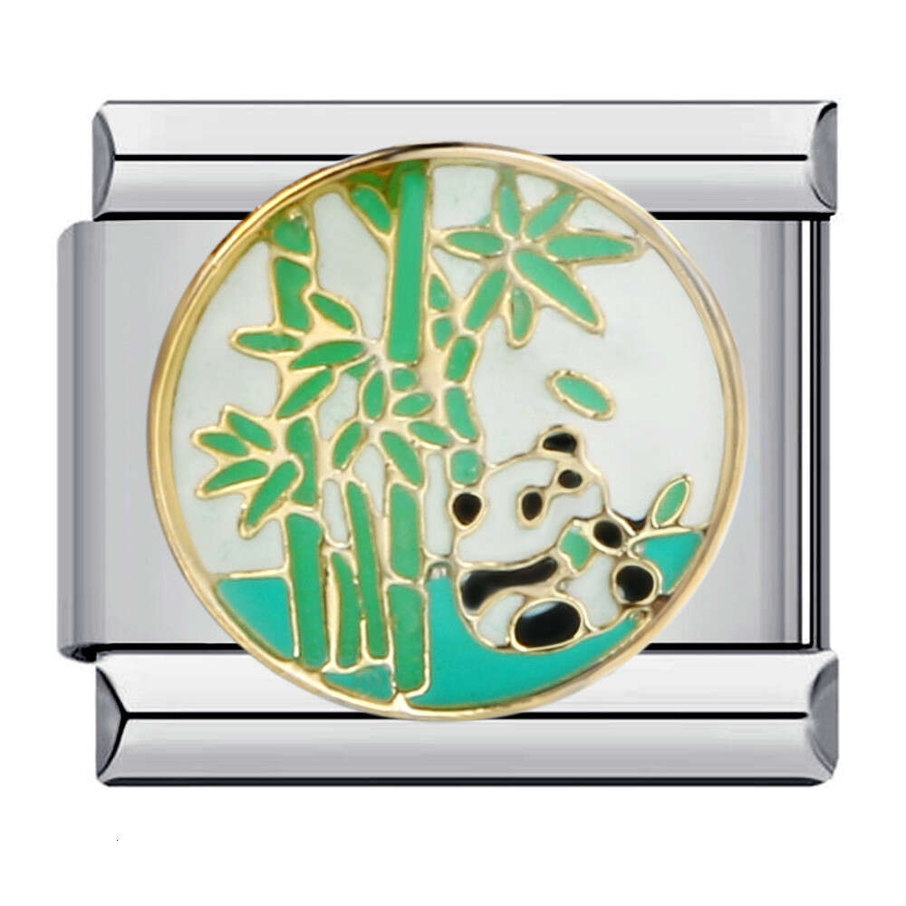 Small Animal Cartoon Titanium Gold Plated Enamel DIY Bead Italian Charm Bracelet Links Stainless Steel Fit 9Mm Jewelry Making Gifts