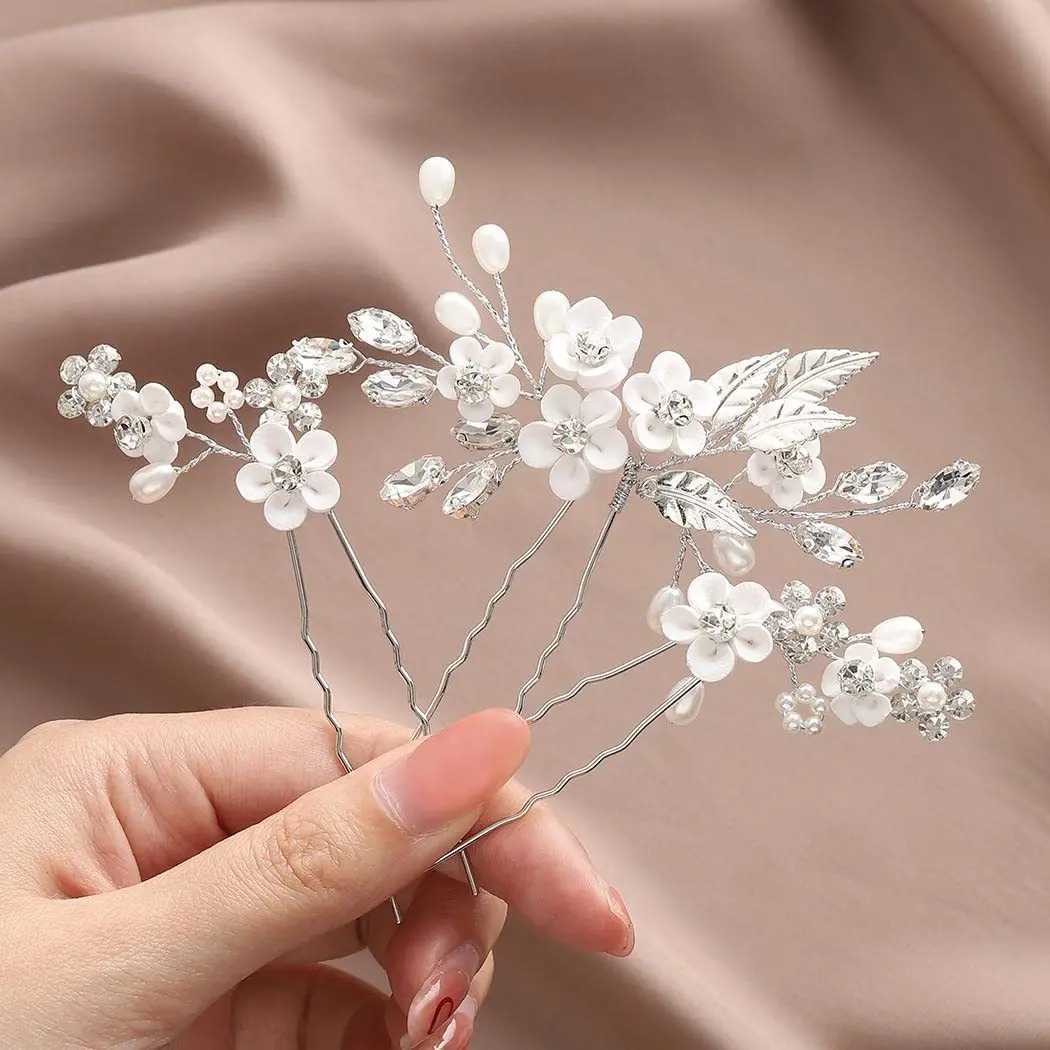 3pcs Floral Pearl Beaded Hair Stick Crystal Hair Bridal Hairpins Accessories Hairpins Pearl Hair Ornament Rhinestone HairpinsX240913
