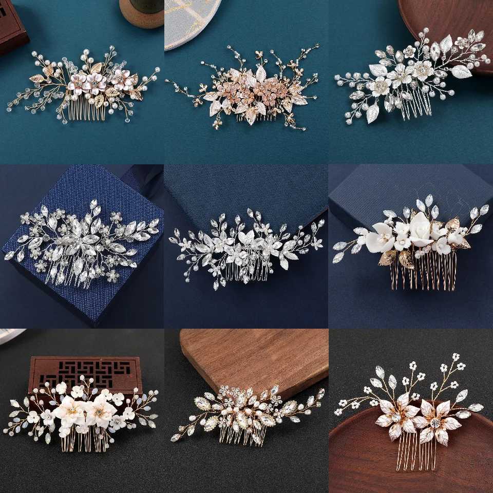 2023 New Hair Comb Wedding Hair Accessories For Women Pearl Flower Hairpin Bridal Tiaras Exquisite Prom Jewelry Marriage BijouxX240913