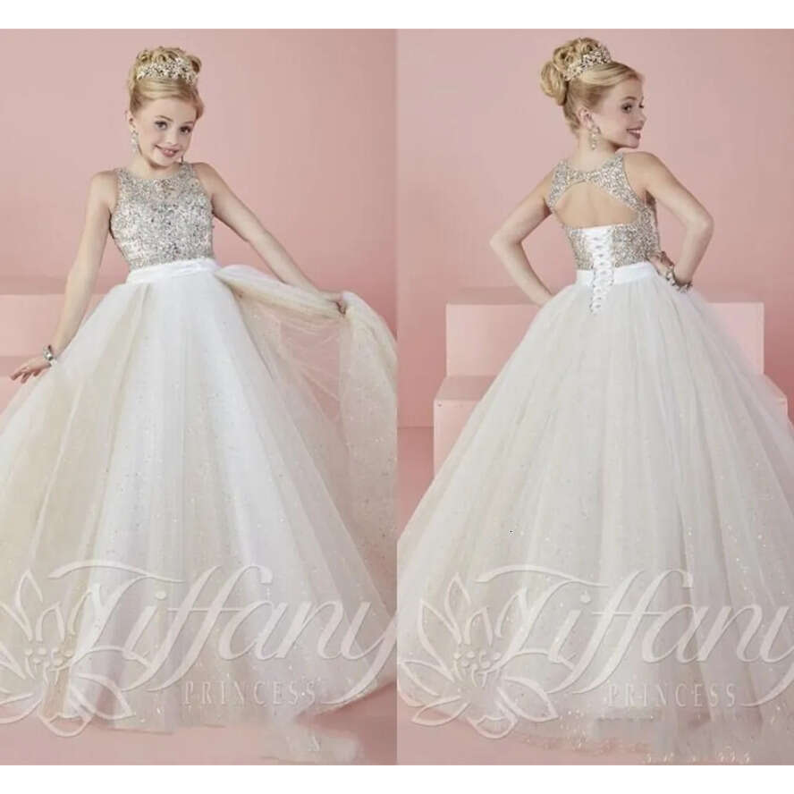 Crystals Rhies Little S Pageant Jewel Neck Tulle Formal Party Birthday Gowns For Kids Wer Girl Dresses Toddler Prom Gown AL