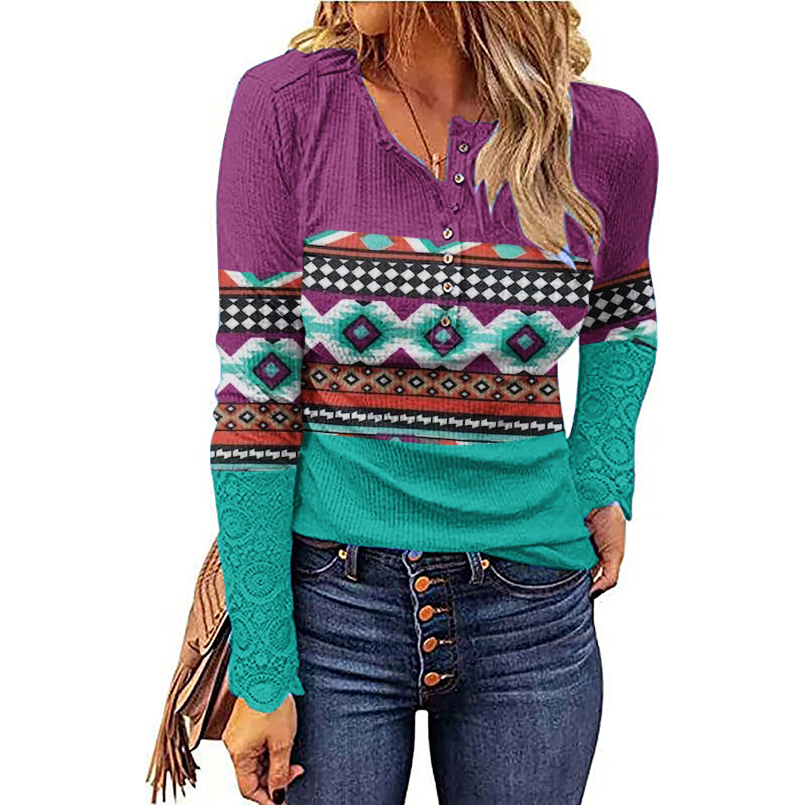Autumn and winter western ethnic style knitted sweater base shirt