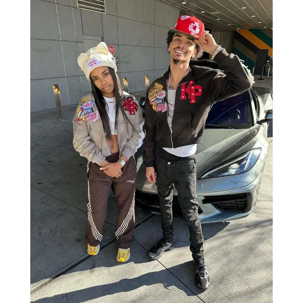 American Embroidered Oversized Hoodie Men Y2k High Street Fashion Brand Clothing Loose Retro Zipper Sweatshirt Women