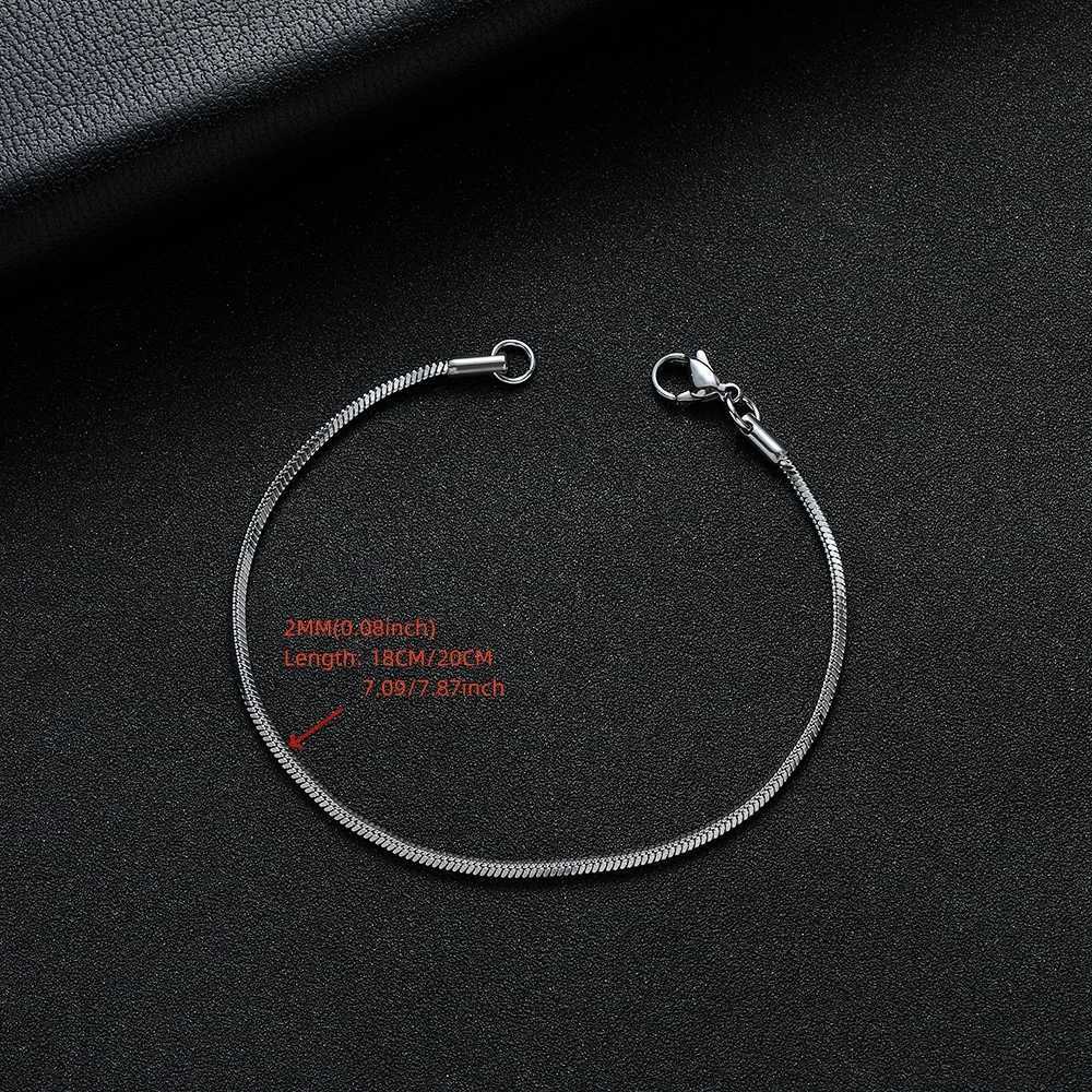 New Arrival Width 2MM 316L Stainless Steel Square Snake Chain Bracelet Fashion Party Gifts Jewelry for Men and Women 18/20CMX240913