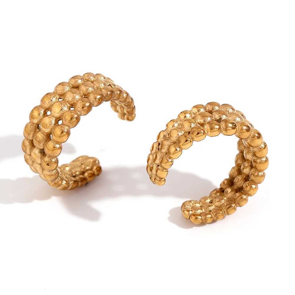 Stainless Steel Mini Three Rows Beads Clip Earrings High Quality Metal Minimalist Trendy Fashion Jewelry WomenX240913