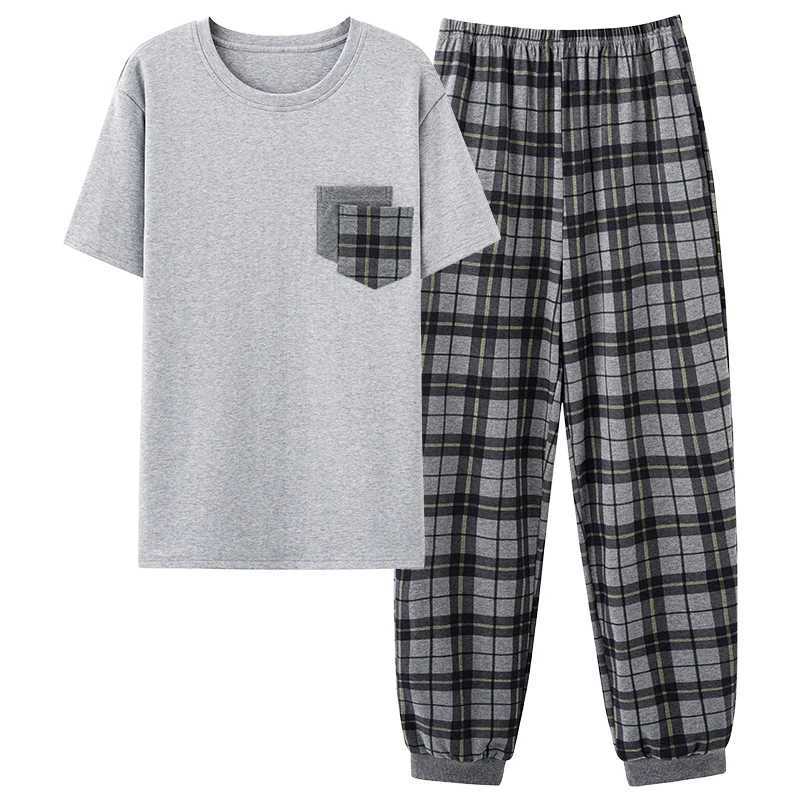 L-4XL Men Pajama Sets Summer Short Sleeve Cotton Man Pyjamas Print Letter Pajamas Big Yards Casual Sleepwear Pijamas Hombre Y240913