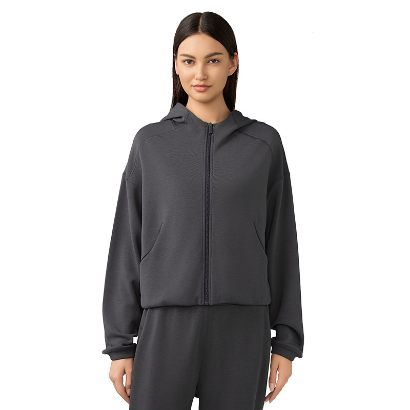2025--Yoga Outfits Softstreme Hoodie Full Zip Women Autumn Winter Sports Sweater Loose Gym Jacket Fitness Short Plush Coat Sweatshirt