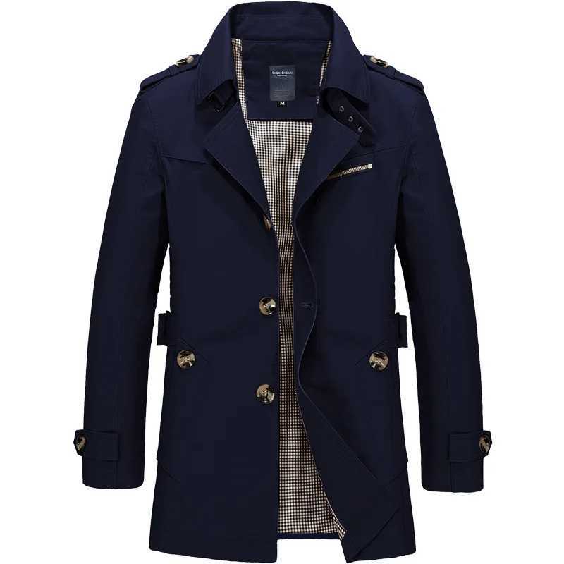 Mens Business Windbreaker Long Jackets Men Cotton Trench Coats Casual 2023 Spring Autumn Fashion Male Suit Streetwear Blazers Y240913