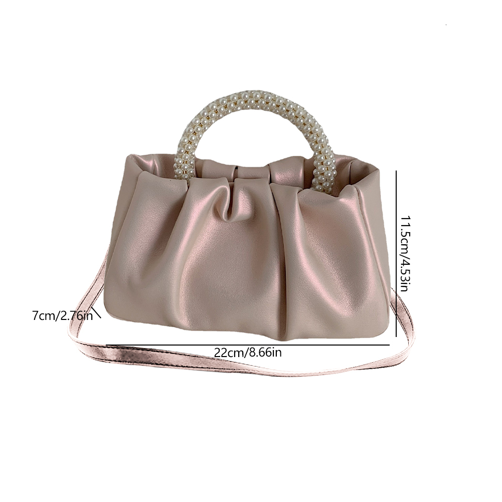 New Light Luxury Women's One Shoulder Narrow Design Elegant Pearl Handbag Mini Phone Bag High End PU Leather Women's Evening Cross Bag Walle