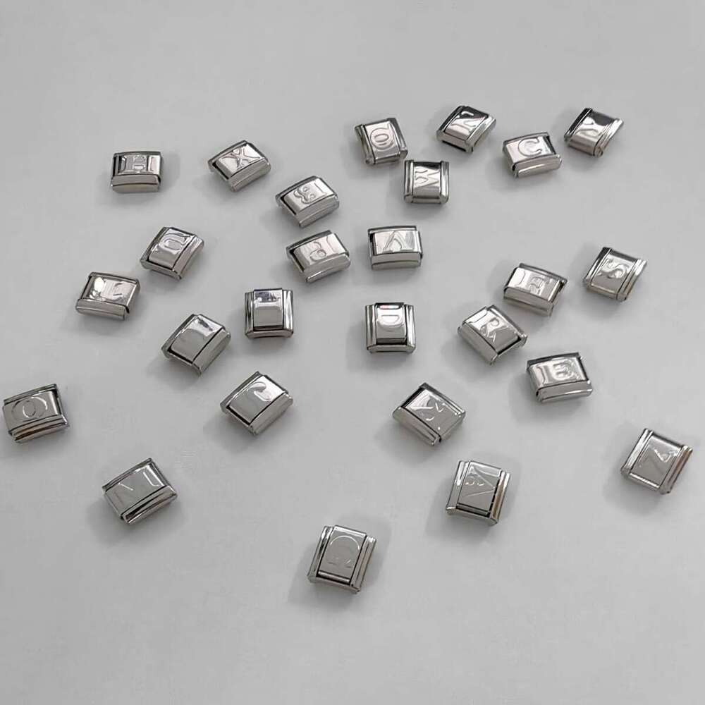 2024 New Women's Gift Silver color 26 letters bead Italian Charms Links Beads Fit 9Mm Stainless Steel Bracelet DIY Making Jewelry