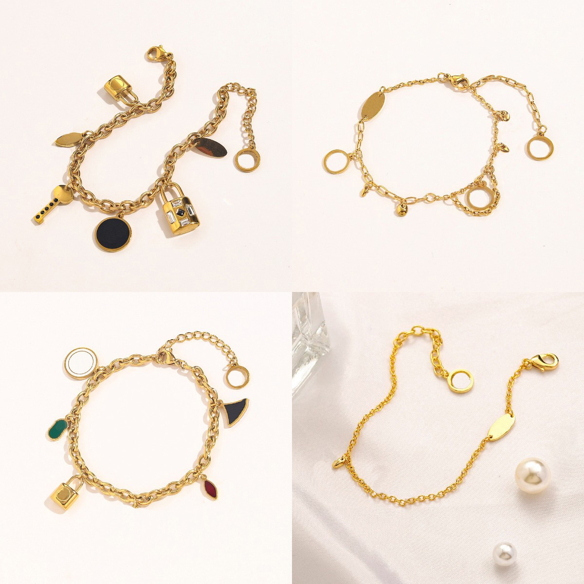 Designer Bracelets Chains Classic Women Bangle 18K Gold Plated Stainless steel Crystal Lovers Gift Wristband Cuff Chain Designer Jewelry