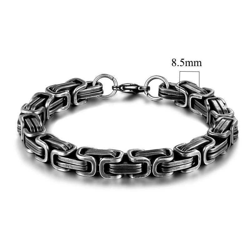 MKENDN Mens vintage 5-10mm Stainless Steel Byzantine Curb Cuban Link Chain Bracelets for Men Unisex HIp-HOP Wrist Jewelry GiftsX240913