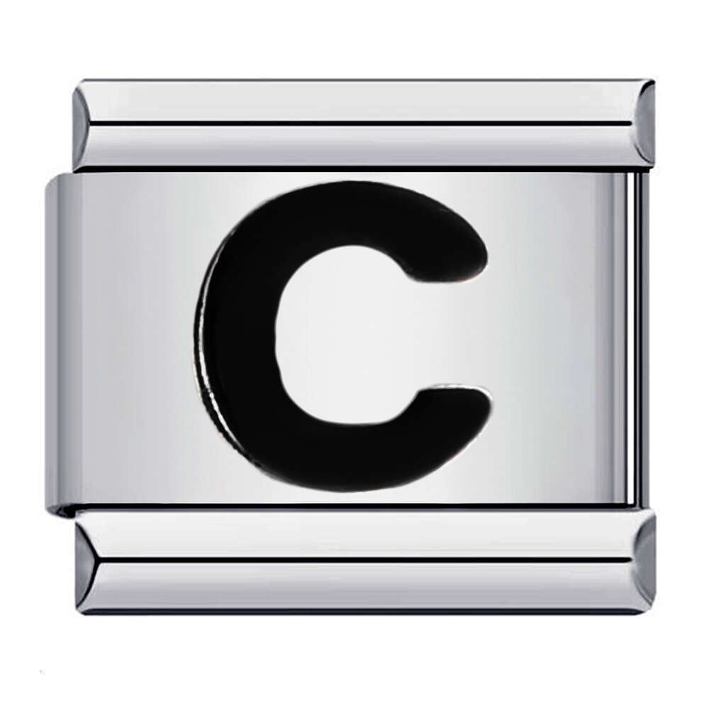 New Titanium Steel Black English Letter DIY Beads Italian Charm Bracelet Italian Charm Links Fit 9Mm Bracelet Jewelry DIY Making Gifts