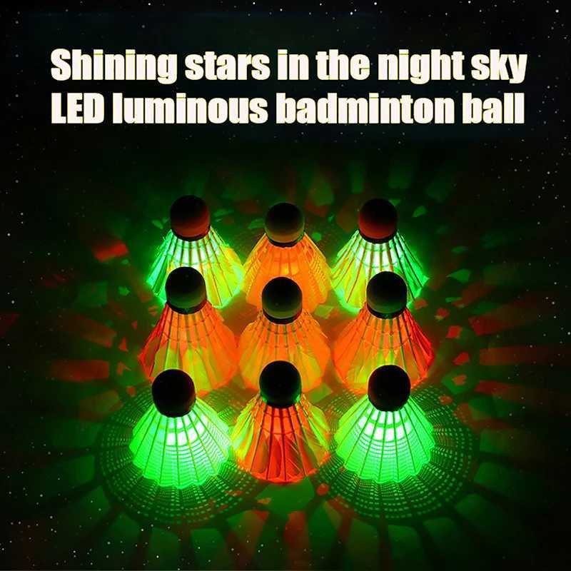 1Pcs Lighting Badminton Head LED Luminous Colorful Goose Feather Shuttlecock Outdoor Sports Entertainment Night Training Ball Y240912
