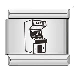 Hot Sell Laser Engraving Chess Card Entertainment Pattern Titanium Steel DIY Italian Bracelet Charm Links Stainless Steel Fit 9Mm Bracelet Jewelry Mak