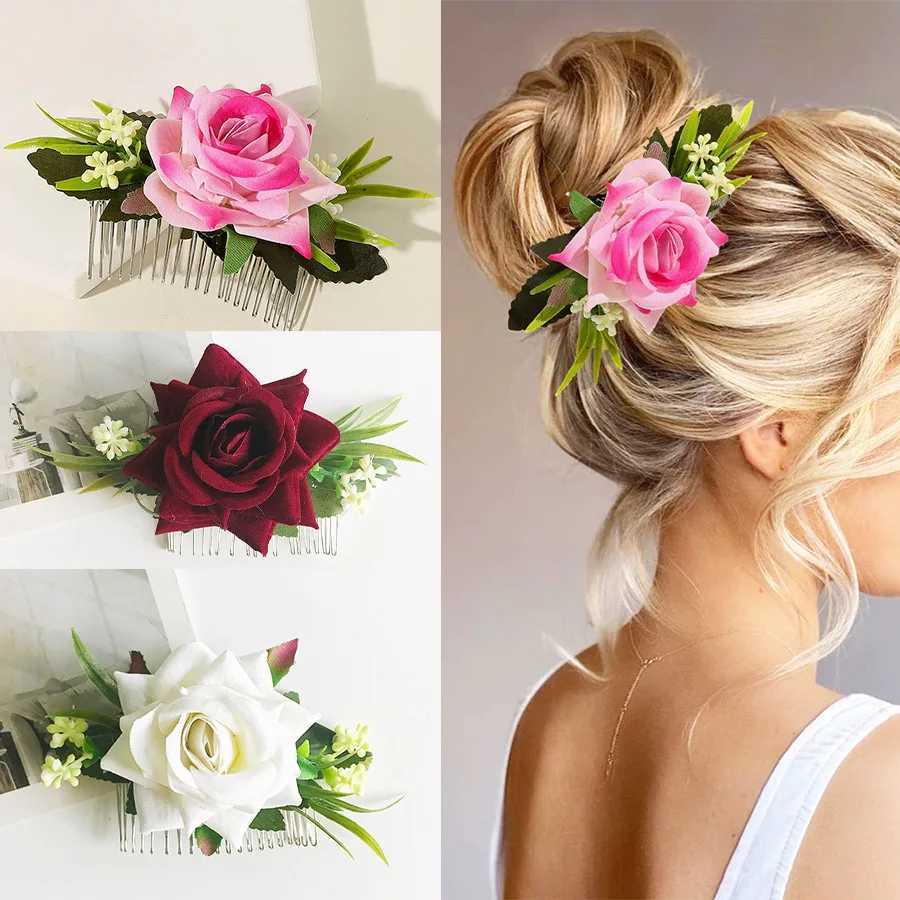 Floral Hair Combs 2023 Summer Wedding Hair Accessoires Fairy Flower Girls Hairpins Hair Clip Crown Bride Charm Headpiece JewelryX240913