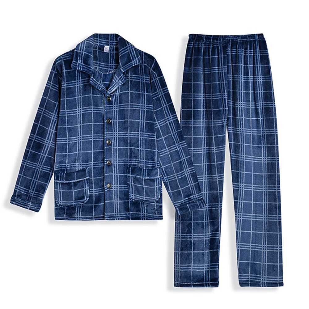 Luxury Flannel Thicken Fine Fluff Pajamas for Men Autumn Winter Super Soft Warm Pajama Sets Casual Plaid Sleepwear Pyjamas Homme Y240913