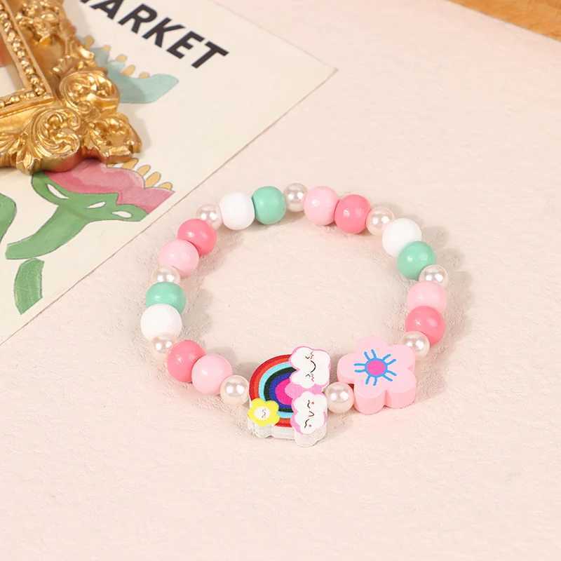 50 cartoon wooden bead bracelets suitable for children girls baby showers guests Pinata fillers birthday party discount gifts W240913