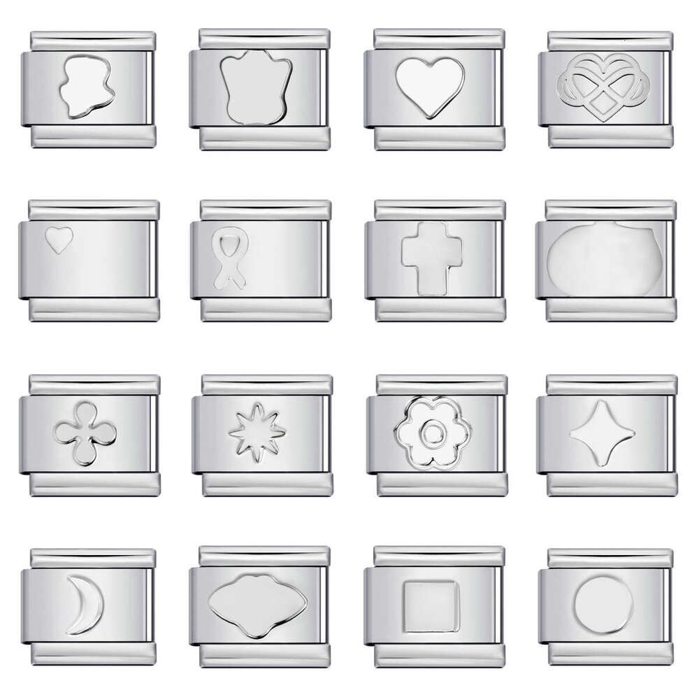 Concave Sier Titanium Steel Stamping Pattern DIY Bead Bracelet Italian Charm Bracelet Italian Charm Links Fit 9Mm Bracelet Jewelry DIY Making Gifts