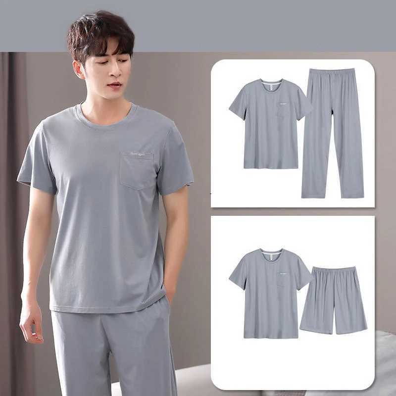 Mens Three-Piece Pajamas Summer Thin Modal Homewear Short-Sleeved Shorts Trousers Ice Silk Cool Feeling Pajamas Homewear Set Y240913