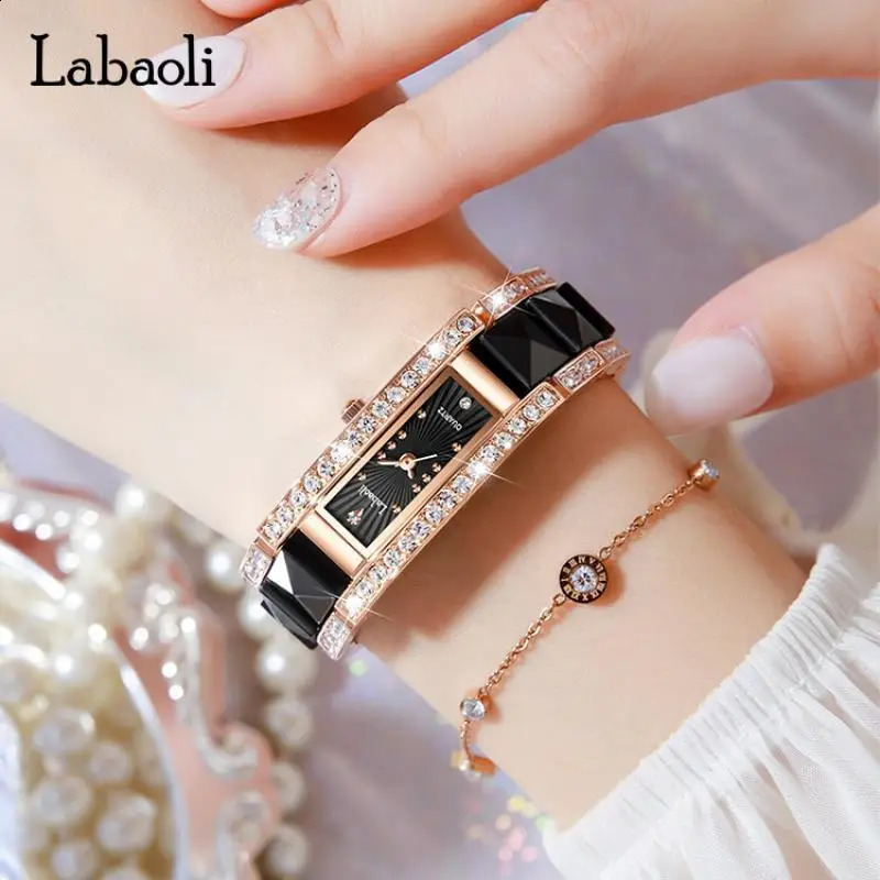 LABAOLI Rectangle y n Womens Watch Rhinestone Creative Dial Top Bracelet 240912