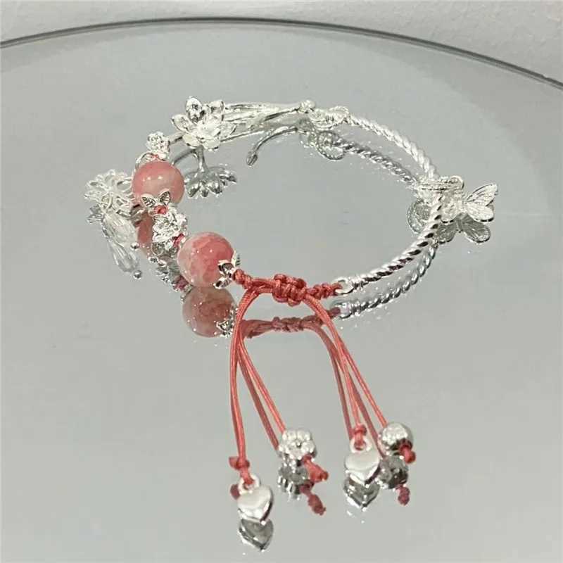 New luxury design Chinese style imitation jade lotus flower bead bracelet womens jewelry gift design butterfly pendant bracelet W240913