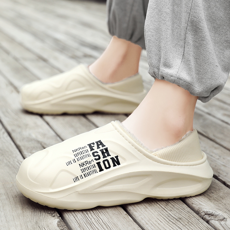 Winter Men Women Warm Slippers Plush Cotton Slippers Outdoor Indoor Home Non-Slip Shoes Men's Bedroom Warm Shoes Big Size 46 47