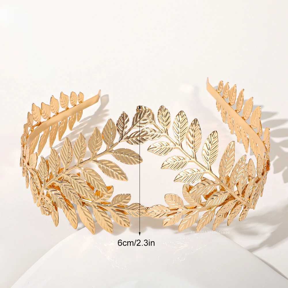 Leaf Style Wedding Party Crown Bridal Tiara Vintage Bride Hair Hoop Golden Color Bride Head Accessories Women Jewelry HairbandX240913