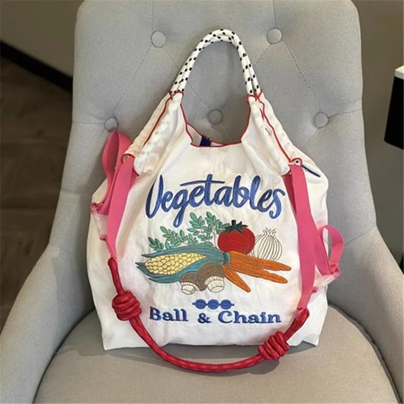 3 type of ceig ball chain embroidered environmentally friendly nylon diagonal shoulder large capacity shopping bag 240910 4