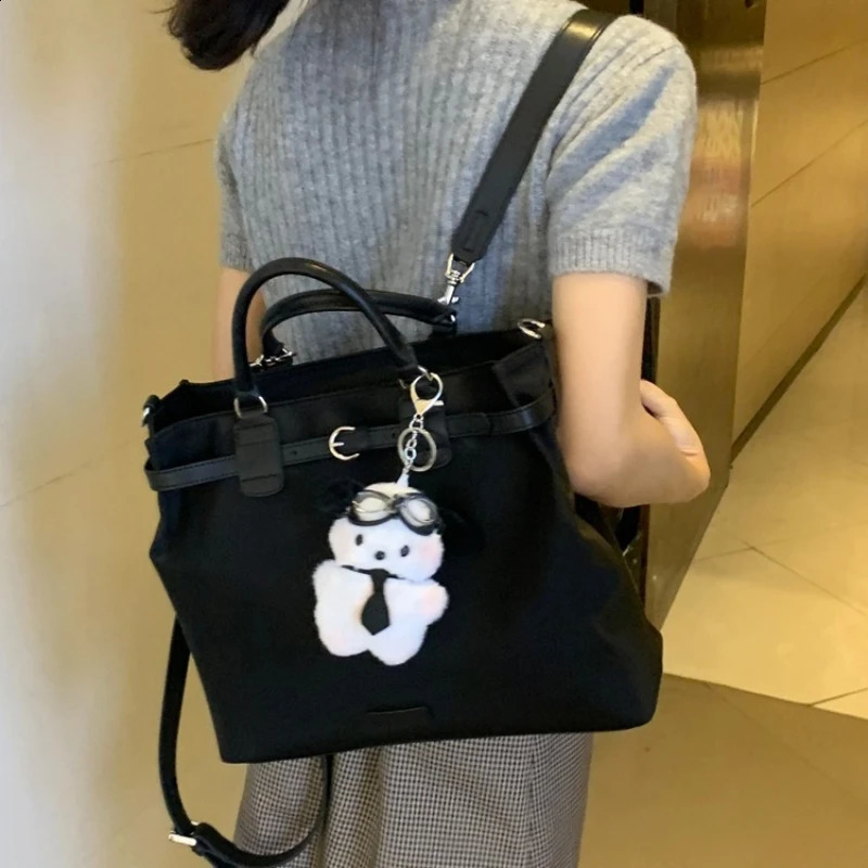 Korean style nylon large bag laptop bag 13 inch Mac backpack Communicating large capacity Crossbody handbag 240912