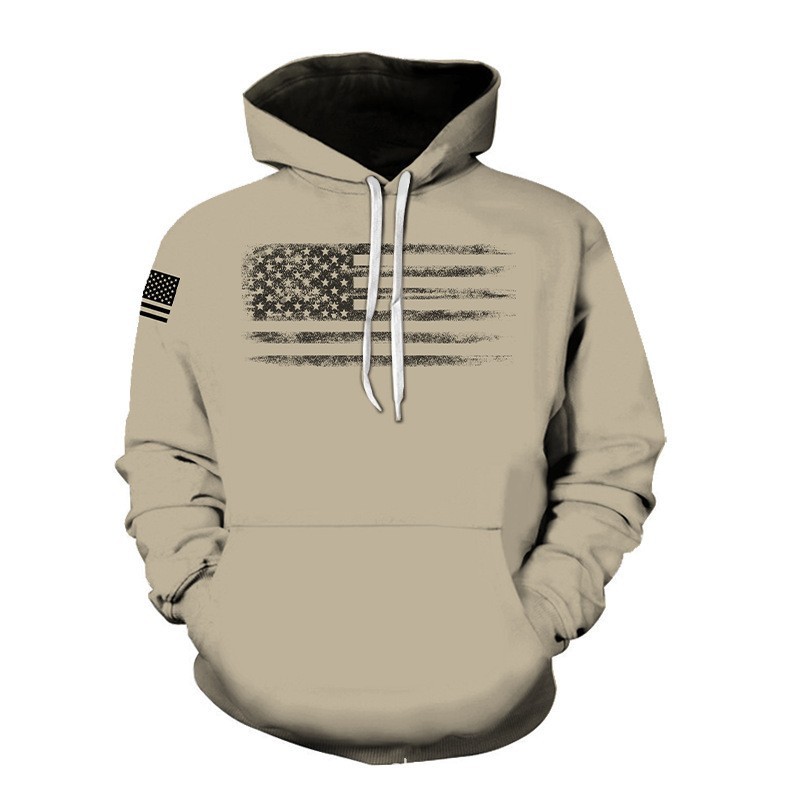 Men's Hoodies Men's Relaxed Fit Hoodie with 3D Digital Print of the American Flag Hooded Sweatshirt