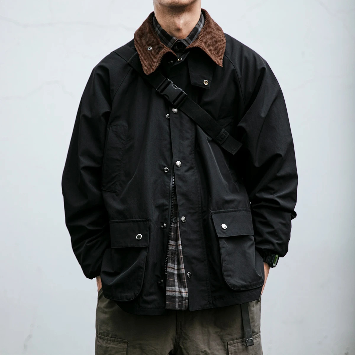Retro outdoor windproof jacket mens clothing Japanese Harajuku high-quality casual collar cargo jacket fashionable jacket men 240909