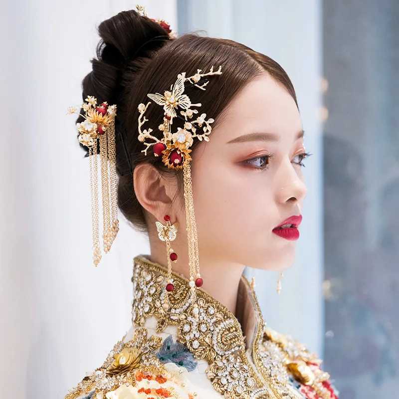 Women Hanfu Hair Combs Traditional Chinese Wedding Hair Accessories Headband Stick Headdress Head Jewelry Bridal Headpiece PinX240913