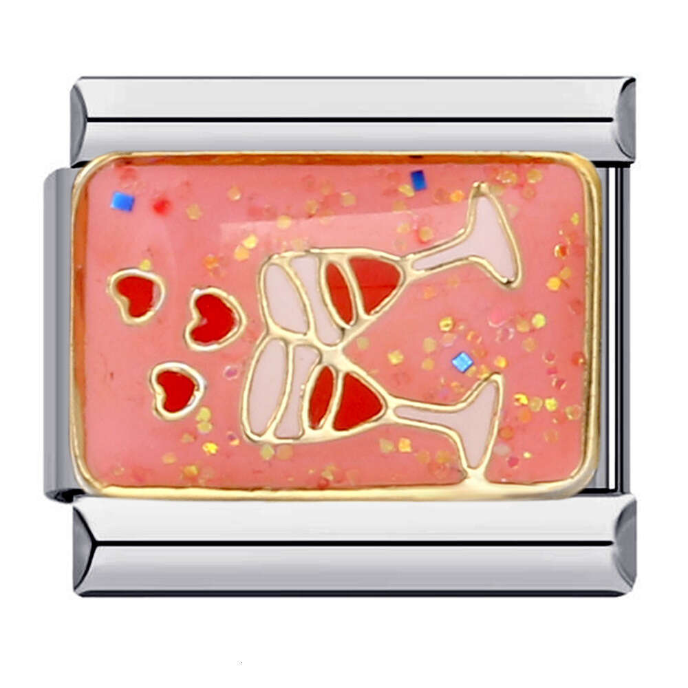 New Dessert Cake Elements Bead Stainless Steel Welding Enamel DIY Fashion Bracelet Italian Charm Links Fit 9Mm Jewelry Making Gifts