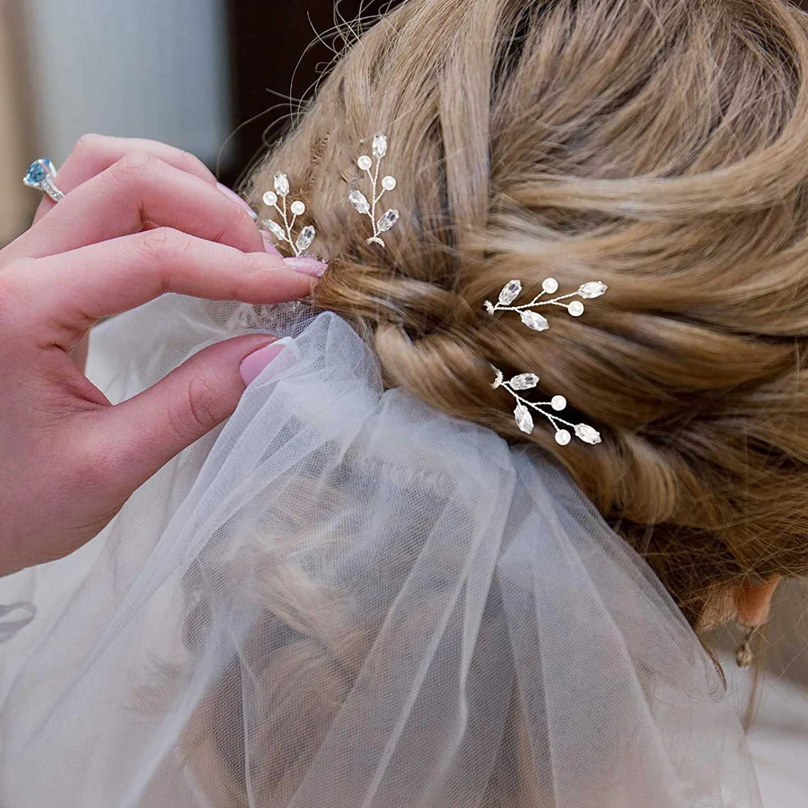 Bridal White Flower Hair Pins for Women Rhinestone Wedding Hair Accessories Bride Headpiece Party Jewelry Bridesmaid GiftX240913
