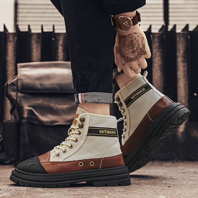 canvas New shoes Men's high top labor protection wear resistant Martin Breathable site outdoor work boots 8979