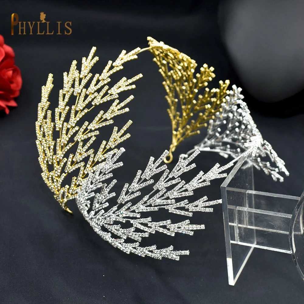 A254 Silver Gold Bride Headband Rhinestone Hair Jewelry for Women Tiaras Headpiece Crystal Wedding Headdress Bridal HeadwearX240913