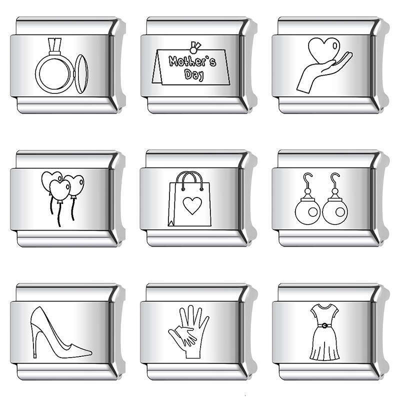 2024 New Women's Gift sweet love Italian Charms Links Beads Fit 9Mm Stainless Steel Bracelet Making Jewelry