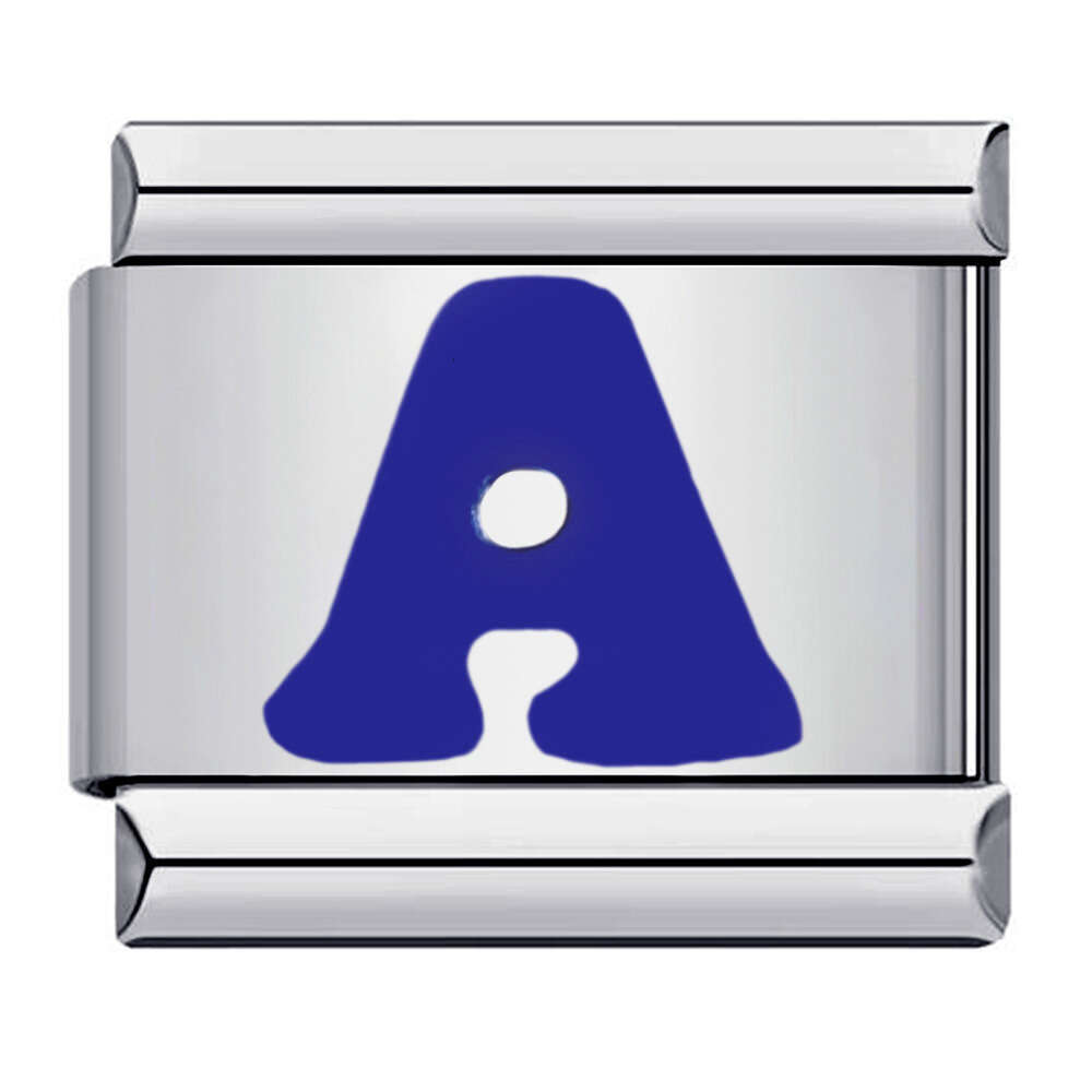 New Titanium Steel Blue English Letter DIY Beads Italian Charm Bracelet Italian Charm Links Stainless Steel Fit 9mm Bracelet Jewelry DIY Making Gifts