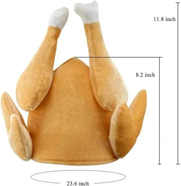Turkey Thanksgiving Hat Novelty Cooked Chicken Bird Secret Santa Fancy Dress Funny Adults Hats Festival Costume Caps 0918