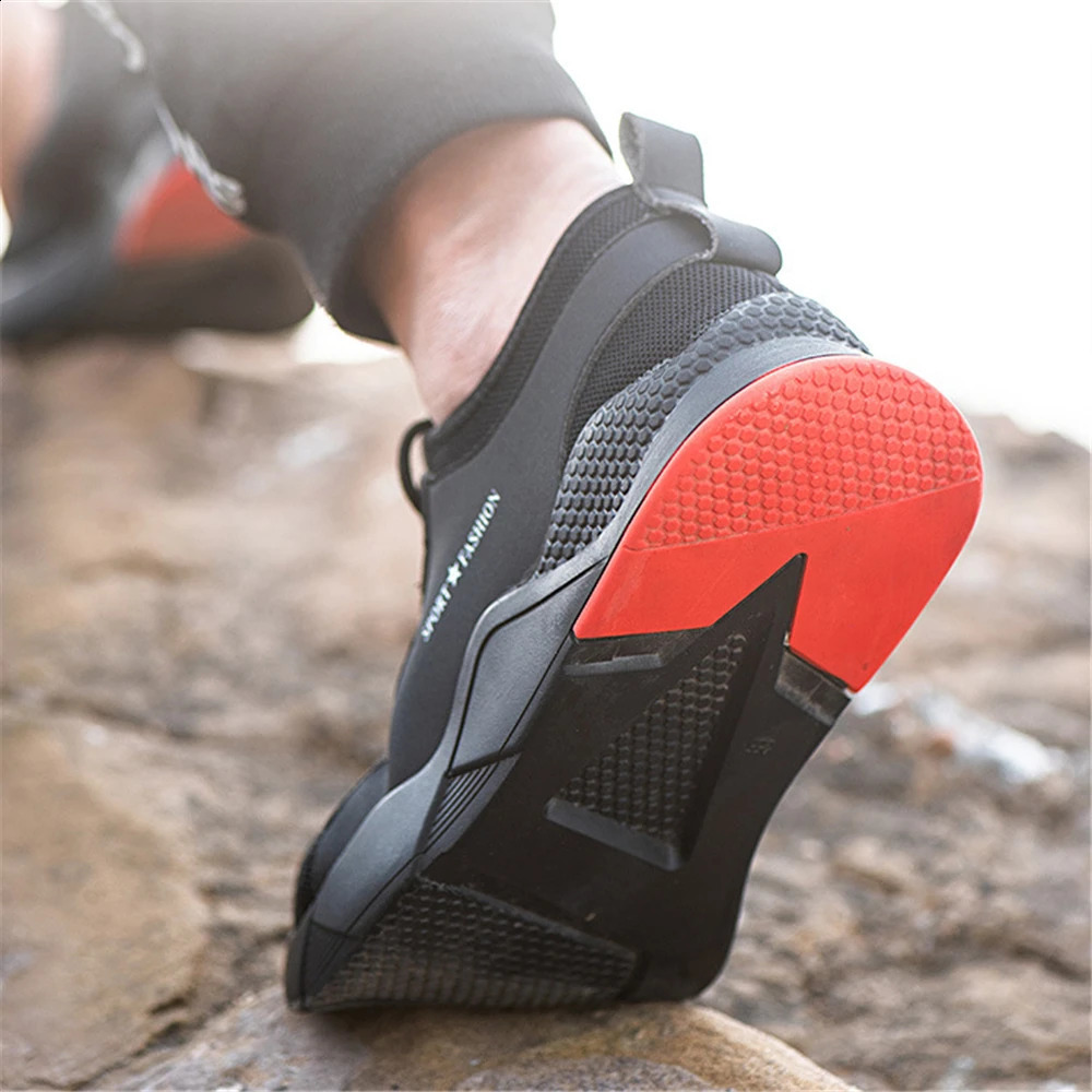 Mens Safety Men Sneakers Breathable Anti-smashing Lightweight Work Boots Indestructible Shoes With Steel Toe 240904