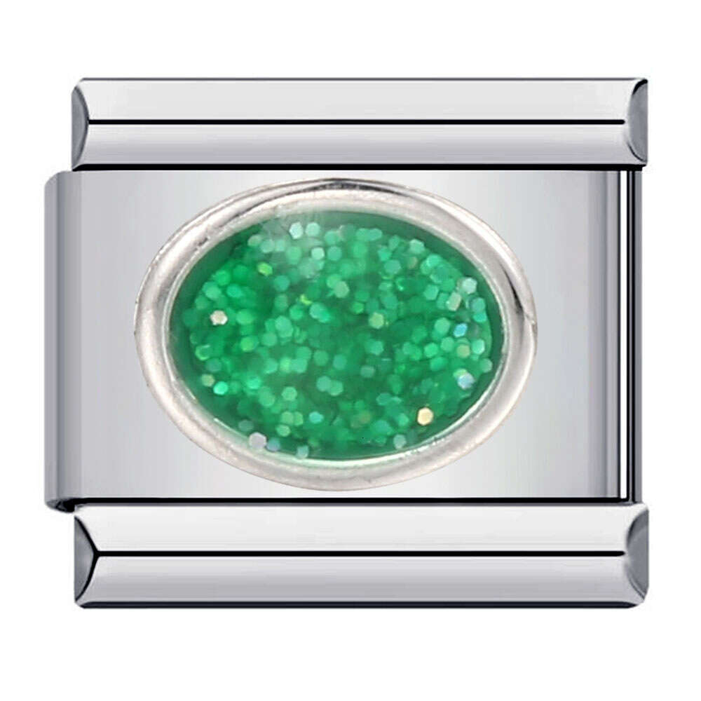 Stainless Steel Elliptical Stamping Pattern Color Drip Oil DIY Module Bracelet Italian Charm bracelets