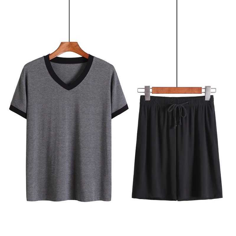Modal Mens 2-Piece Summer Pajamas Homewear Short-Sleeved Shorts Set Of Fat Plus Size Loose Underwear Set Mens Pajama Set Y240913