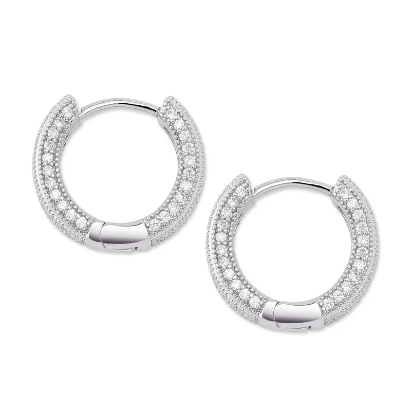 Designer Gold Plated Copper Zircon Earrings for Men Women Hip Hop Iced Out Stud Earings Bling Dia Earring Jewelry