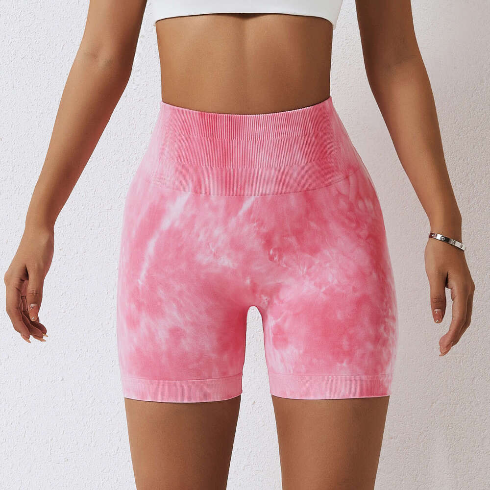 Spring Tie Dyed Seamless Womens Sports and Fitness Shorts High Waist Lifting Hip Tight Yoga Pants 6924 Yoga Jackets for Women Full Zip