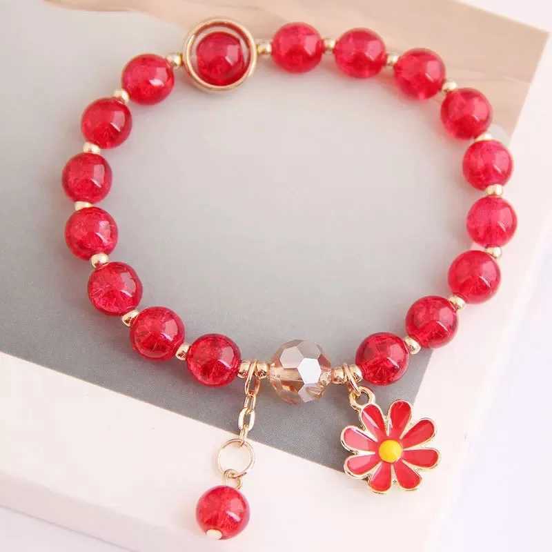 New Korean Daisy Bracelet Bohemian Colored Crystal Bead Bracelet Handmade Elastic Rope Womens Fashion Jewelry Pulseira W240913