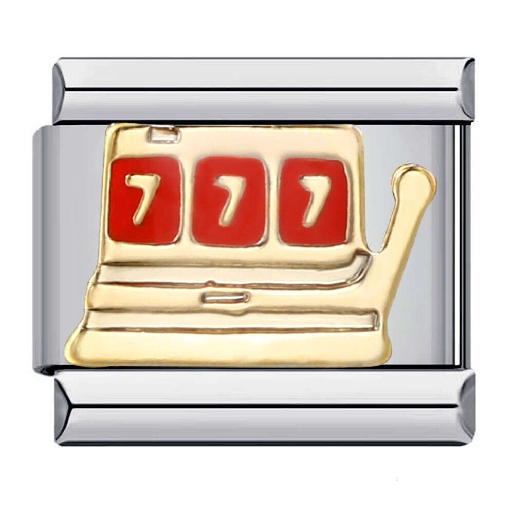 New Chess And Card Entertainment Bead Gold Plated Enamel Personalized DIY Welding Bracelet Italian Charm Links Fit 9Mm Bracelet Jewelry DIY Making Gif