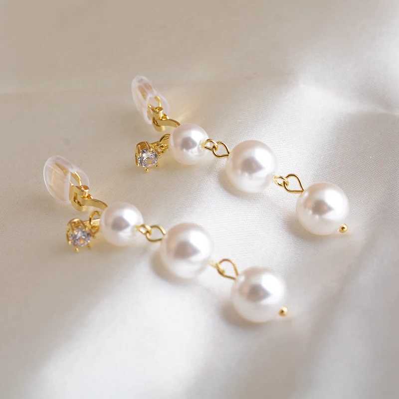 Long Tassel Simulated Pearl Clip on Earrings for Women Gift Bijoux Non Pierced Korean Gold Color Pendientes boucle doreilleX240913