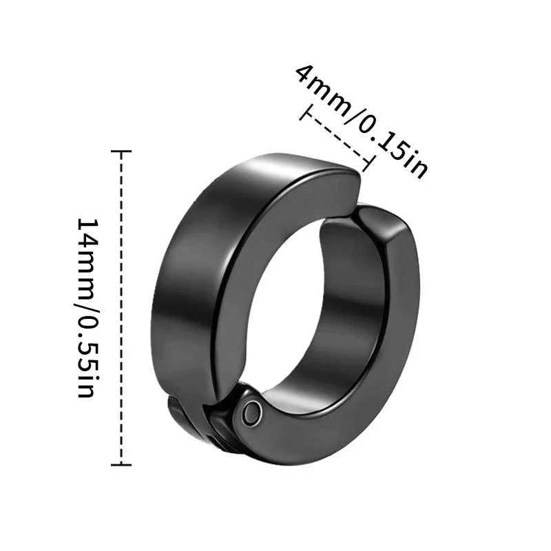 1 pair Fashion Ear Clip Non Piercing Earrings Fake Earrings for Men Circle Round Earring Punk Rock Style Jewelry GiftX240913